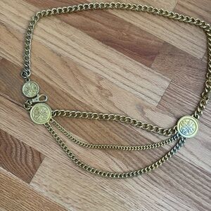 Gold Chain Belt with Medallion Accents